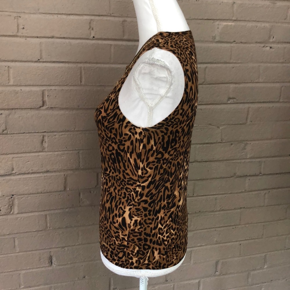Bloomingdales vintage embellished animal print knit top S - Picture 6 of 8